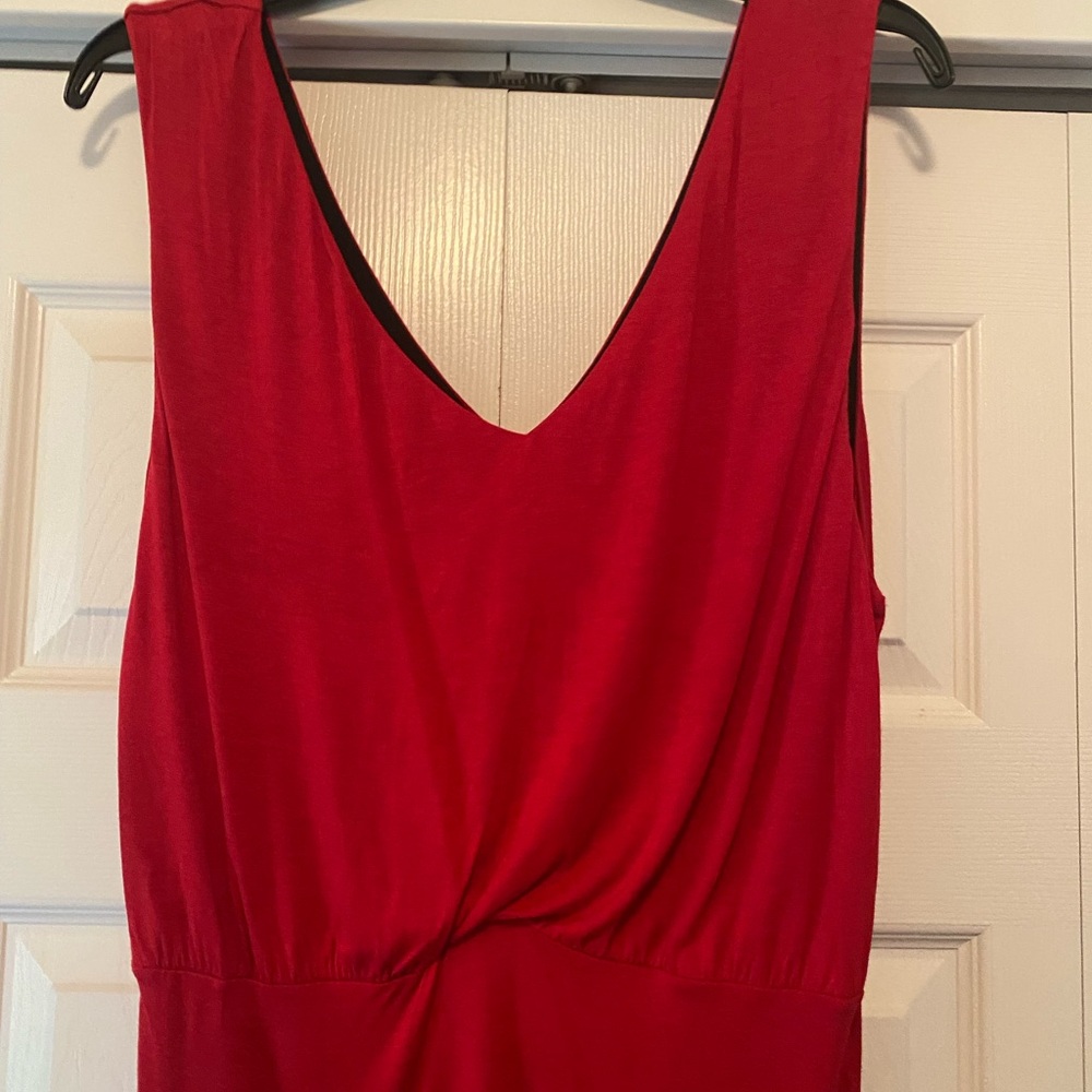 French Connection V-Neck Red Midi Dress